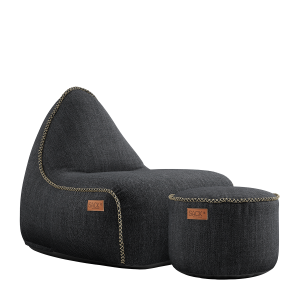 Cobana Lounge Chair Black + Pouf