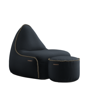 Cura Lounge Chair Black + Pouf