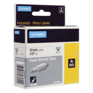LABELTAPE DYMO RHINO 12MM HVID KRYMPEFLEX 1,5 MTR. 18055