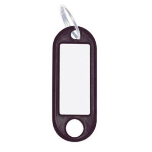 NØGLEVEDHÆNG PLAST  SORT M/METALRING ÆSK/M 100 STK