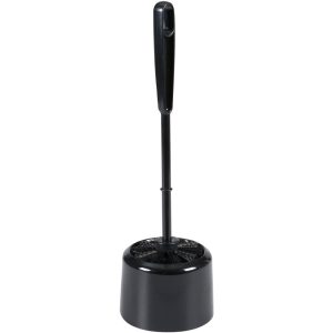 TOILETBØRSTE M/SKÅL PLAST SORT 35CM Ø8CM