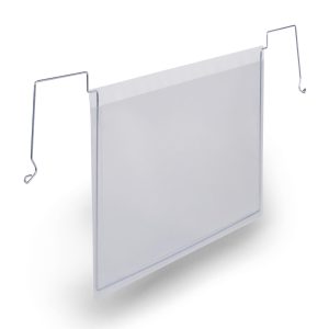 Lagerlomme med wirebeslag a4 tvær ppLagerlomme A4 tværformat, i transparent PP med stål wirebeslag.