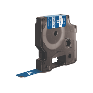 DYMO Rhino Industrial Tape Coloured Vinyl 12mm x 5.5m white on blue