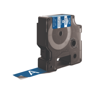 DYMO Rhino Industrial Tape Coloured Vinyl 19mm x 5.5m white on blue