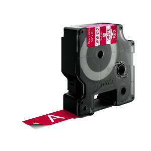 DYMO Rhino Industrial Tape Coloured Vinyl 19mm x 5.5m white on red