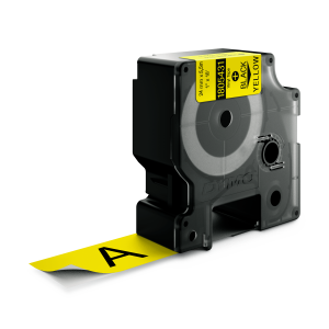 DYMO Rhino Industrial Tape Coloured Vinyl 24mm x 5.5m black on yellow