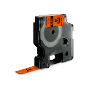 DYMO Rhino Industrial Tape Coloured Vinyl 12mm x 5.5m black on orange