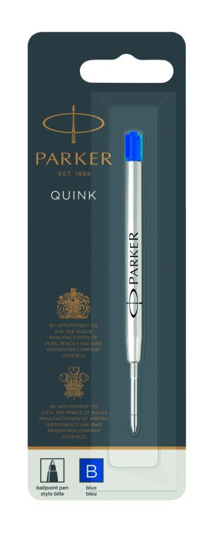 Parker QUINKflow Premium Ballpoint Pen Refill Broad Point Blue 1-Blister