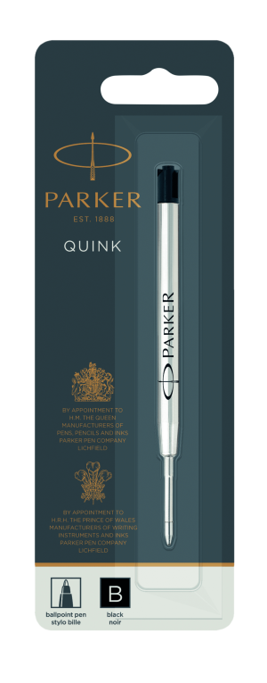 Parker QUINKflow Premium Ballpoint Pen Refill Broad Point Black 1-Blister