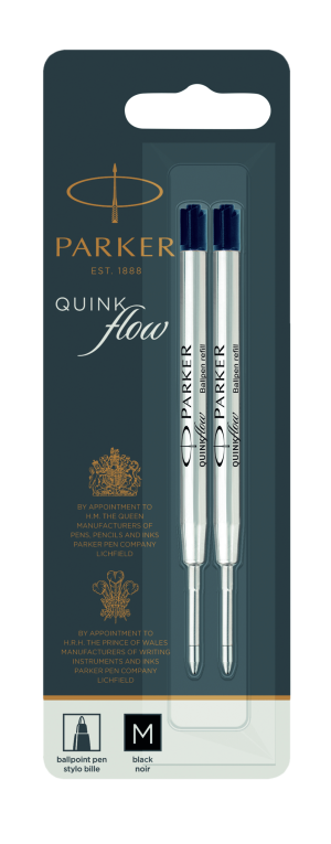 Parker QUINKflow Premium Ballpoint Pen Refills M Black 2-Blister