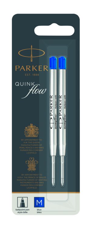Parker QUINKflow Premium Ballpoint Pen Refills M Blue 2-Blister