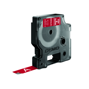 DYMO D1 Durable Tape 12mm x 3m white on red
