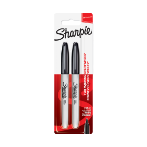 Sharpie Permanent Marker Fine Black 2-Blister