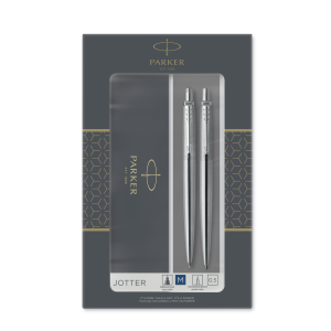 Parker Duo Set Jotter Stainless Steel C.T. Ballpoint M Blue ink and Mechanical Pencil