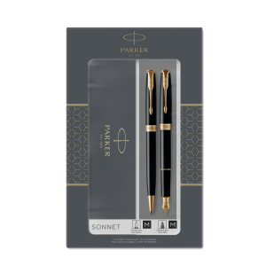 Parker Duo Set Sonnet Black G.T. Ballpoint and Fountain Pen M Black ink