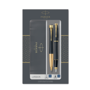 Parker Duo Set Urban Black G.T. Ballpoint and Fountain Pen M Blue ink