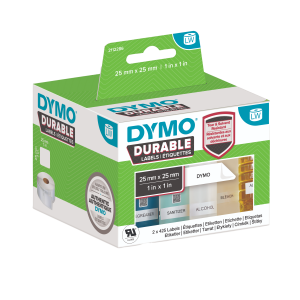 DYMO LabelWriter Durable 25mm x 25mm Square Multi-Purpose Labels white 2 Rolls x 850 Labels