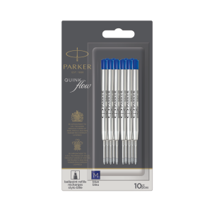 Parker QUINKflow Premium Ballpoint Pen Refills M Blue 10-Blister