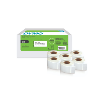 DYMO LabelWriter 25mm x 54mm Large Return Address Labels white 6 Rolls x 500 Labels