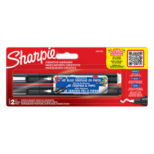 Sharpie Creative Acrylic Marker Black & White Bullet tip 2-Blister