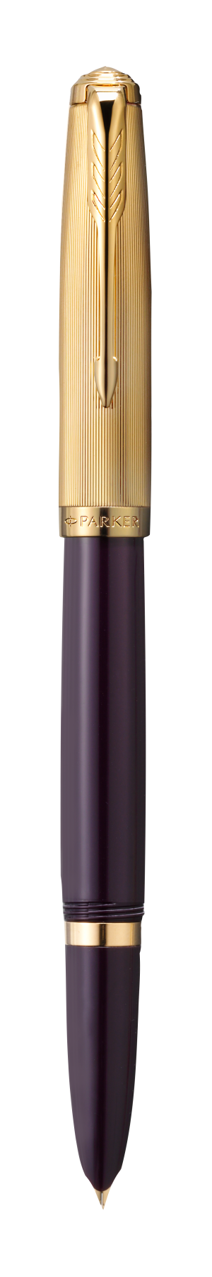 Parker 51 Deluxe Plum G.T. Fountain pen F Gold Nib Black ink