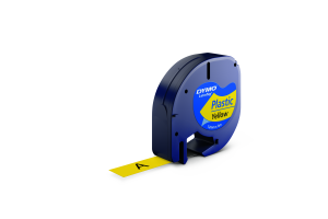 DYMO LetraTag Tape Plastic 12mm x 4m black on yellow
