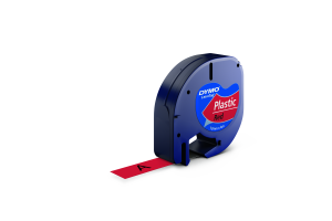 DYMO LetraTag Tape Plastic 12mm x 4m black on red