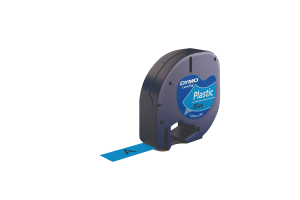 DYMO LetraTag Tape Plastic 12mm x 4m black on blue
