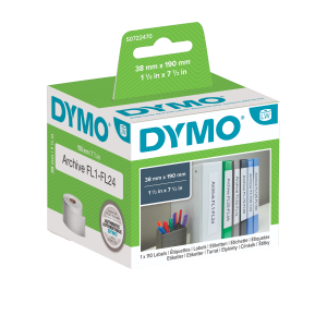 DYMO LabelWriter 38mm x 190mm Small Lever Arch Labels white 1 Roll x 110 Labels
