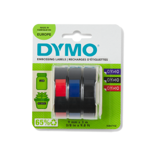 PRÆGETAPE DYMO T/JUNIOR & OMEGA BLISTER RØD/BLÅ/SORT