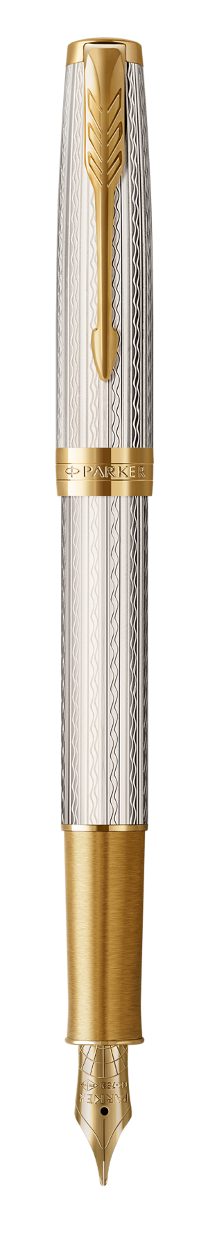 Parker Sonnet Mistral Silver G.T. Fountain Pen F 18K Gold nib Black ink