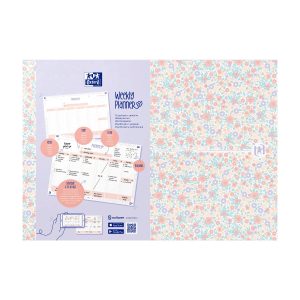 OXFORD Floral ugeplanner og notesblok A4, linjeret, 60 ark, limet, lakeret kartonomslag