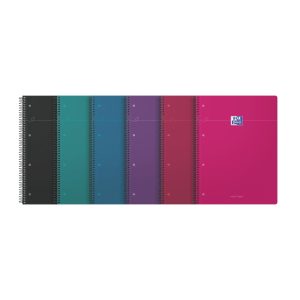OXFORD Smart A4+ notesbog med blødt omslag og dobbeltspiral, 160 linjerede sider, fås i assorterede klare farver, Scribzee-kompatibel