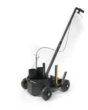 Markeringsvogn duraline® easytrackMarkeringsvogn med trinløs justerbar linjebredde. Passer til sprayflasker (500-750 ml) med markeringsfarve.