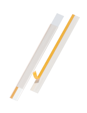 Hyldeforkant scanfix® 1000x57 mm selvklæbendeSelvklæbende, scanbar etiketholder til mærkning af f.eks. hyldeforkanter. Åben i toppen og i siden. Skrivehøjde 5,5 cm, længde 1 meter.