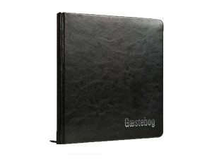 GÆSTEBOG ADJ SORT M/SØLV TRYK