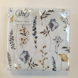 SERVIETTER 25X25 IHR SOFTLY FADED BLOOMS BLÅ