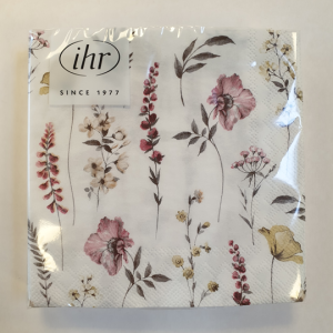 SERVIETTER 25X25 IHR SOFTLY FADED BLOOMS ROSA