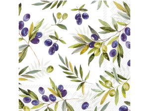 SERVIETTER 33X33 IHR OLIVE BRANCHES LIGHT GREY