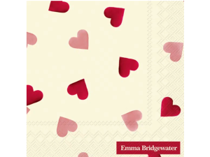 SERVIETTER 25X25 IHR PINK HEARTS CREAM