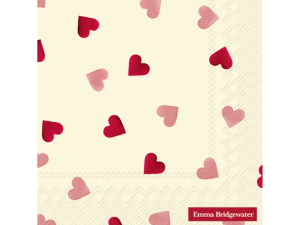 SERVIETTER 33X33 IHR PINK HEARTS CREAM