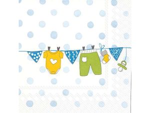 SERVIETTER 33X33CM 'IHR' BABY IS COMING BLUE