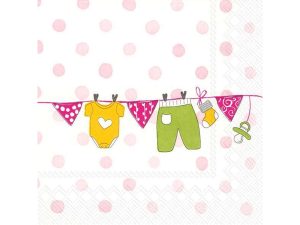 SERVIETTER 33X33CM 'IHR' BABY IS COMING ROSE