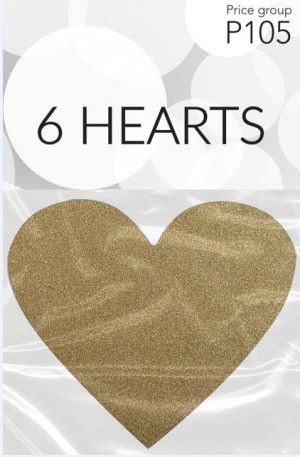 BORDKORT GLITTER GULD HJERTE I KARTON 6 STK