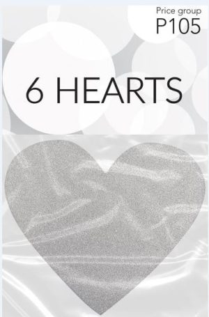 BORDKORT GLITTER SØLV HJERTE I KARTON 6 STK