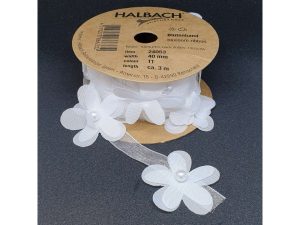 BÅND BLOMSTER HVID 3 M