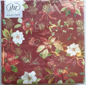 SERVIETTER JUL 33X33CM IHR POINSETTIA FLOWERS RED