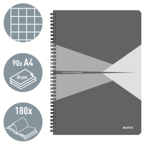 Leitz Office notesblok A4 kvadreret, wireindbundet med karton omslag