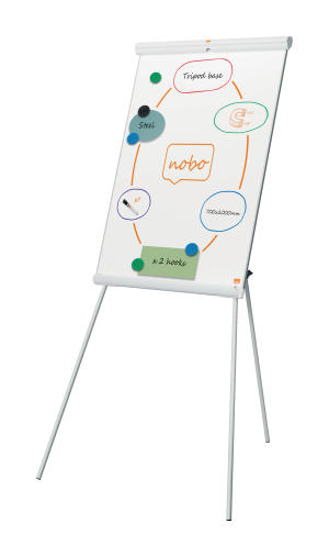 Nobo Premium Plus flipover på trefod med magnetisk stål whiteboardtavle