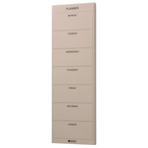 Magnetic weekly planner board 20 x 60 cm. Brown English